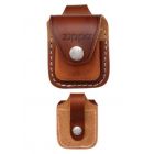 Brown Leather Zippo Lighter Pouch with Loop - Zippo LPLB