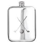 English Pewter Co. 6oz Crossed Golf Clubs Purse Hip Flask
