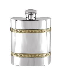 English Pewter Co. 6oz Celtic Brass Band Hip Flask