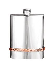 English Pewter Co. 6oz Celtic Copper Band Hip Flask