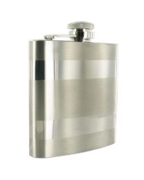 4oz Satin Steel Hip Flask with 2 High Polished Bands