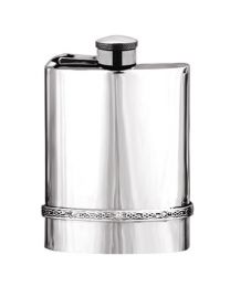 English Pewter Co. 6oz Celtic Band Captive Top Hip Flask