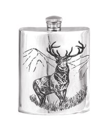 6oz Stag Hip Flask in Pewter