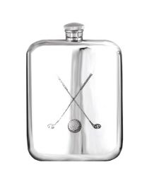 English Pewter Co. 6oz Crossed Golf Clubs Purse Hip Flask