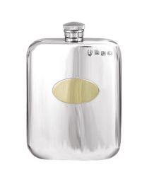 English Pewter Co. 6oz Purse Hip Flask with Brass Plate